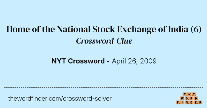 Home of the National Stock Exchange of India crossword clue image