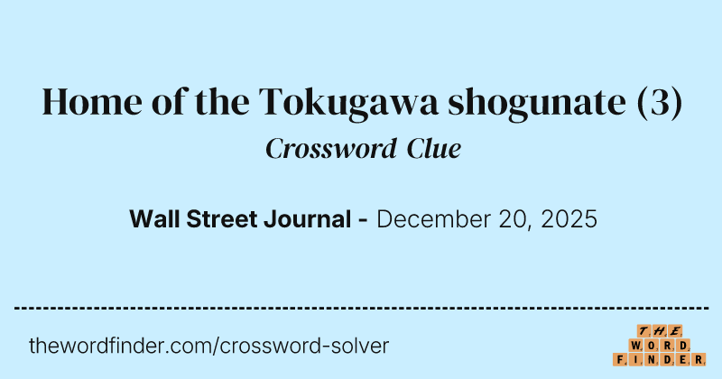 Home of the Tokugawa shogunate crossword clue image