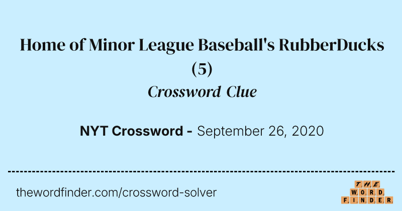 Home of Minor League Baseball's RubberDucks crossword clue image