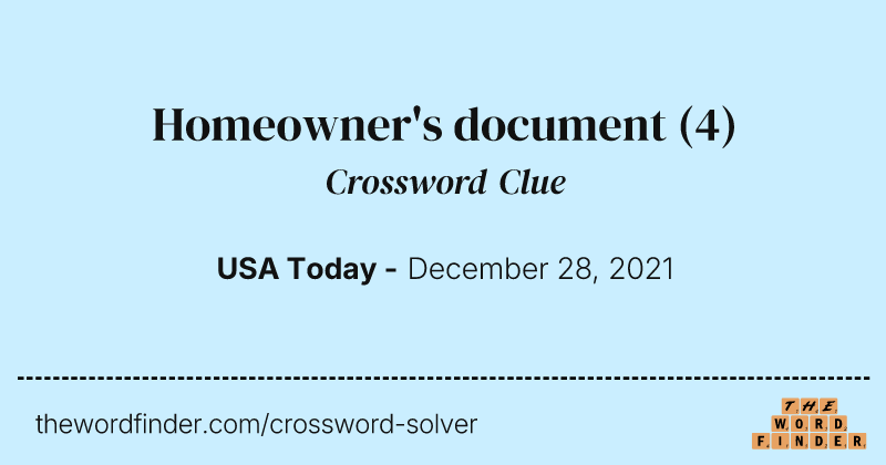 Homeowner's document crossword clue image