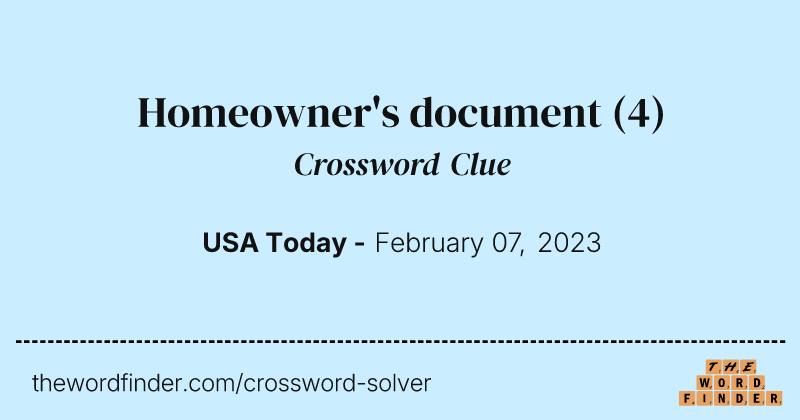 Homeowner's document crossword clue image