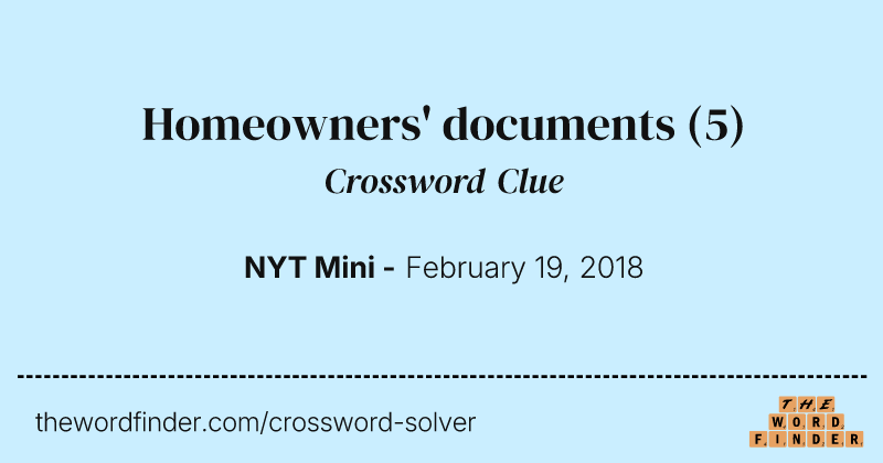 Homeowners' documents crossword clue image