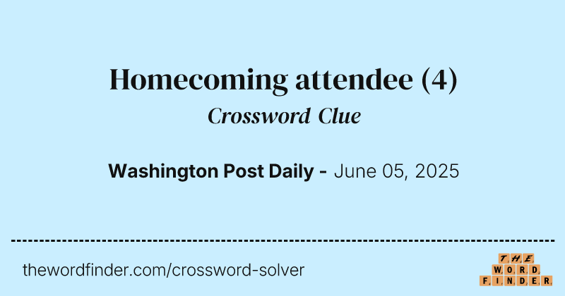 Homecoming attendee crossword clue image