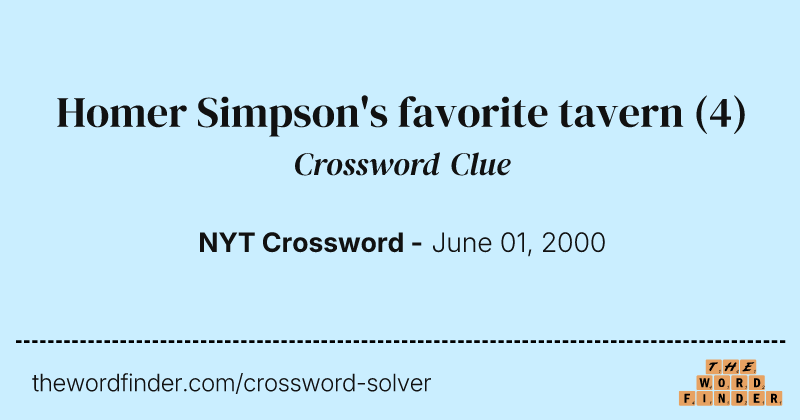 Homer Simpson's favorite tavern crossword clue image