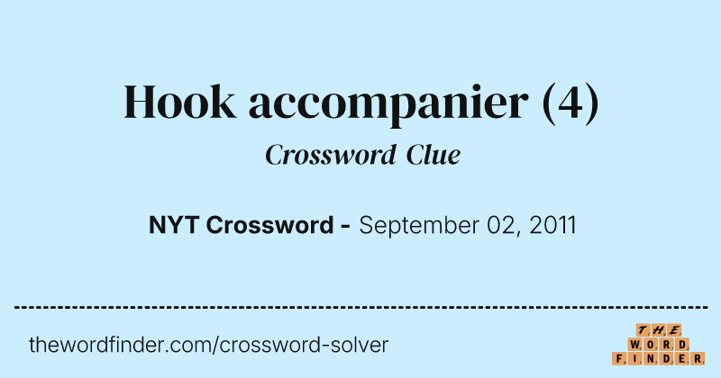 Hook accompanier crossword clue image
