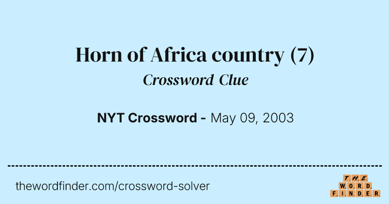 Horn of Africa country crossword clue image
