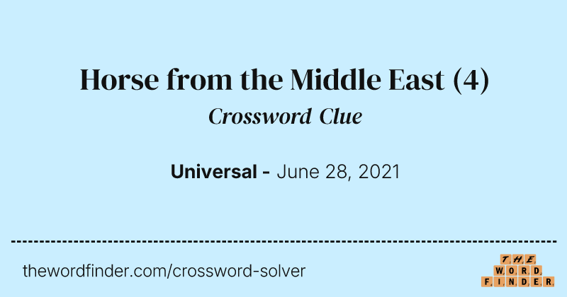 Horse from the Middle East crossword clue image
