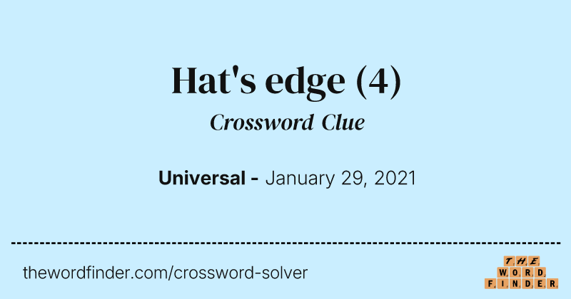 Hat's edge crossword clue image