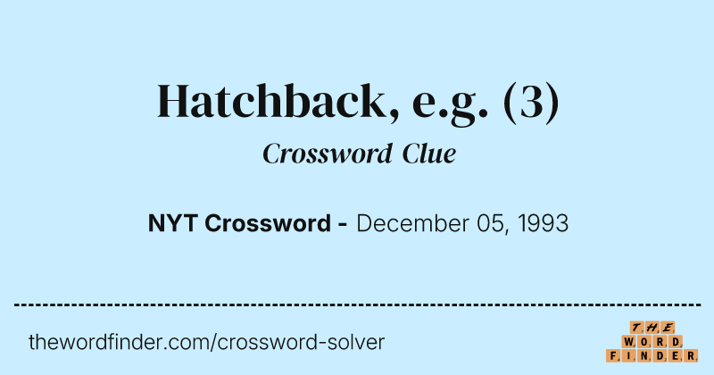 Hatchback, e.g. crossword clue image