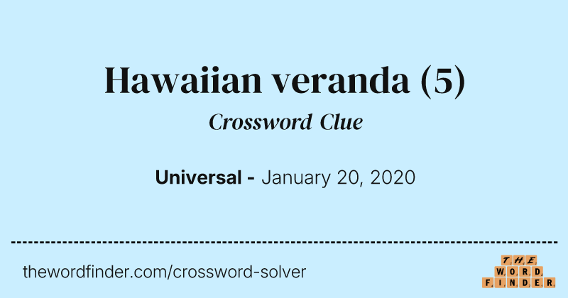 Hawaiian veranda crossword clue image