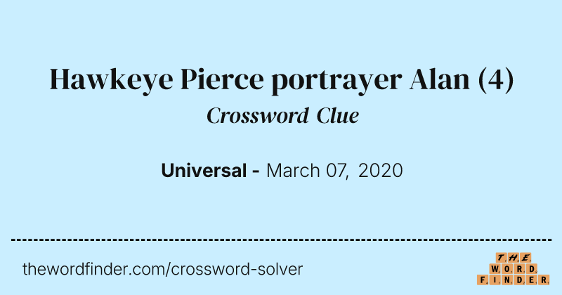 Hawkeye Pierce portrayer Alan crossword clue image