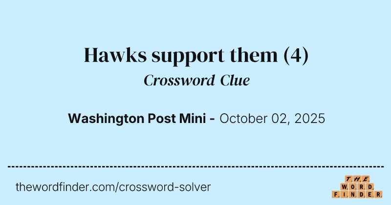 Hawks support them crossword clue image