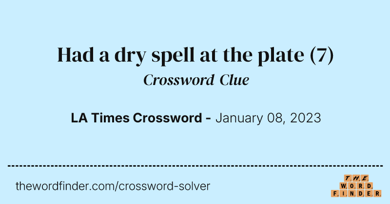 Had a dry spell at the plate crossword clue image