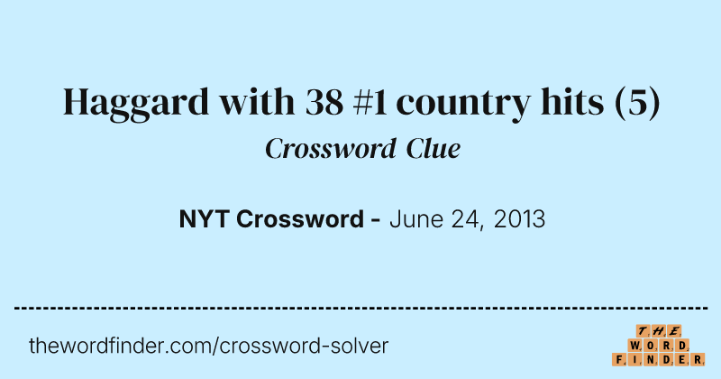 Haggard with 38 #1 country hits crossword clue image