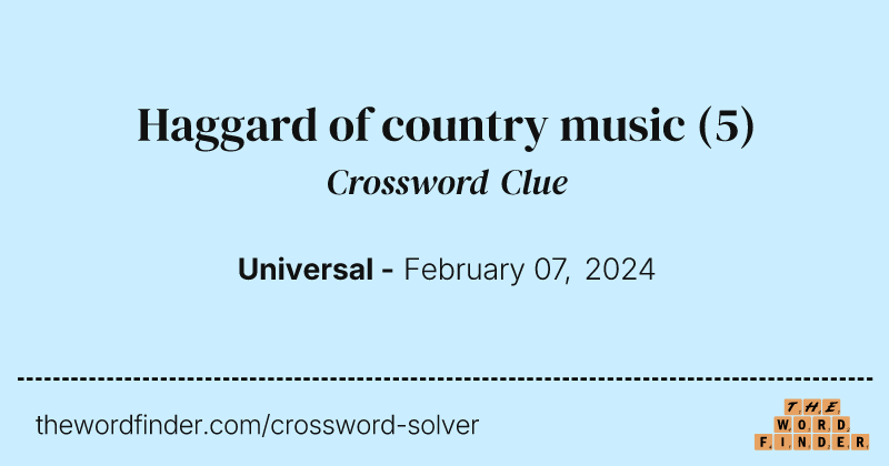 Haggard of country music crossword clue image