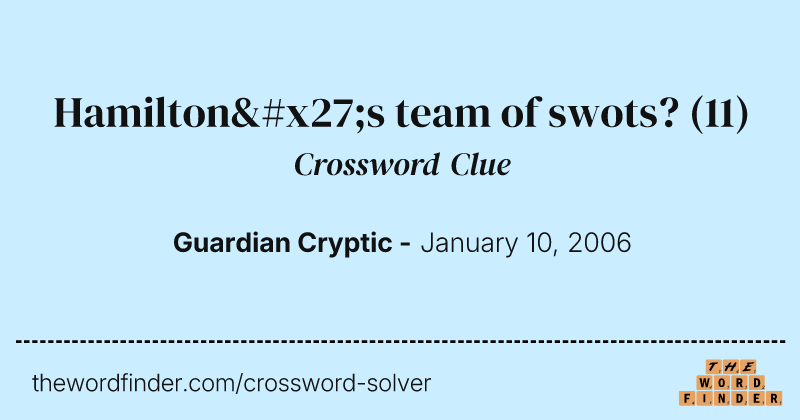 Hamilton's team of swots? crossword clue image