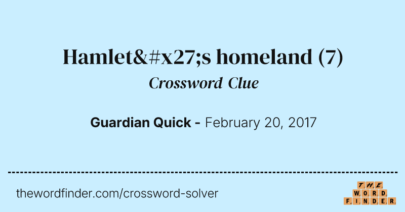 Hamlet's homeland crossword clue image