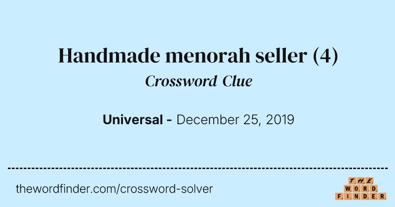 Handmade menorah seller crossword clue image