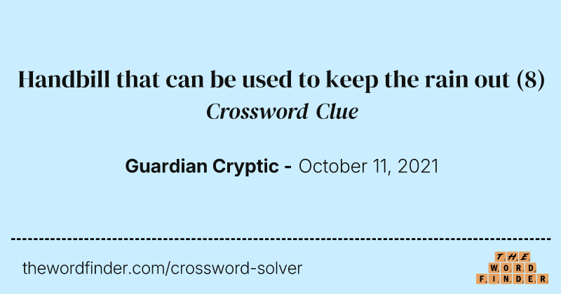 Handbill that can be used to keep the rain out crossword clue image