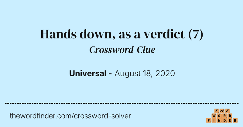 Hands down, as a verdict crossword clue image