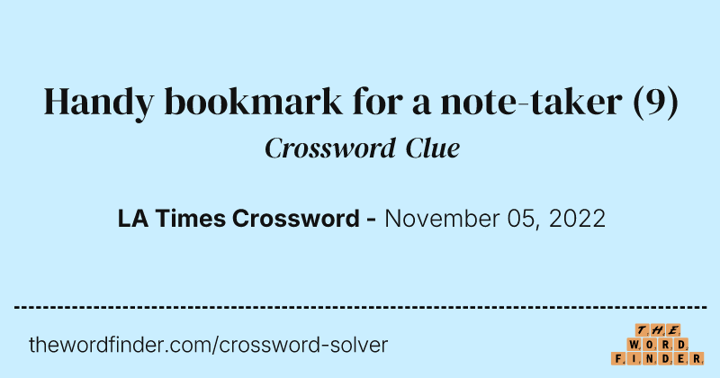 Handy bookmark for a note-taker crossword clue image