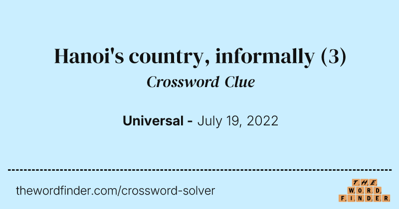 Hanoi's country, informally crossword clue image