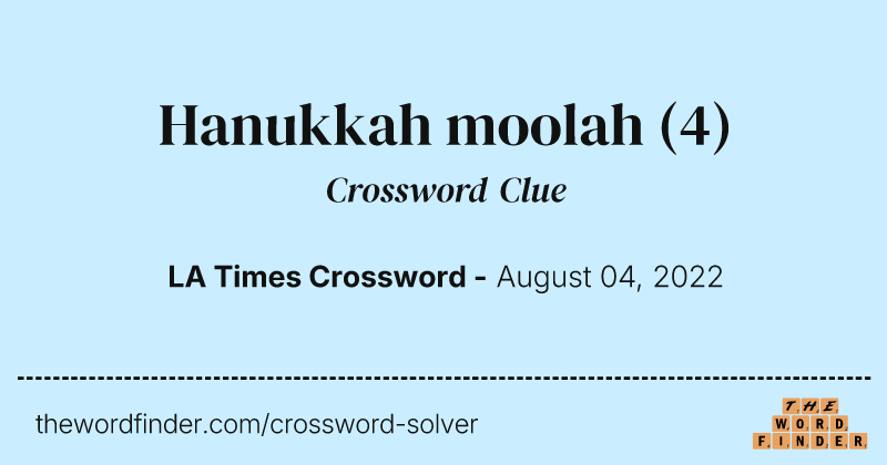 Hanukkah moolah crossword clue image