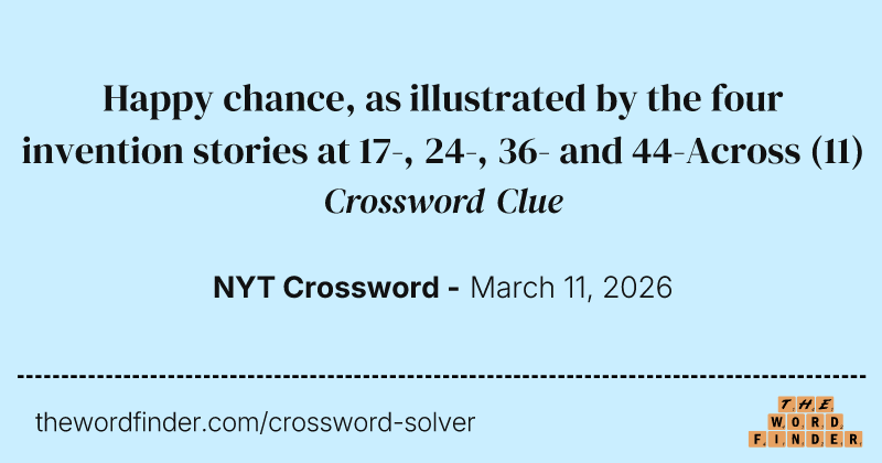 Happy chance, as illustrated by the four invention stories at 17-, 24-, 36- and 44-Across crossword clue image