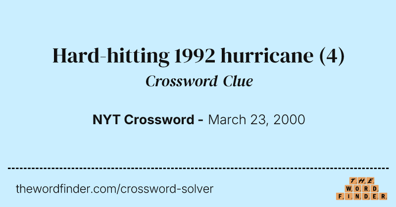Hard-hitting 1992 hurricane crossword clue image