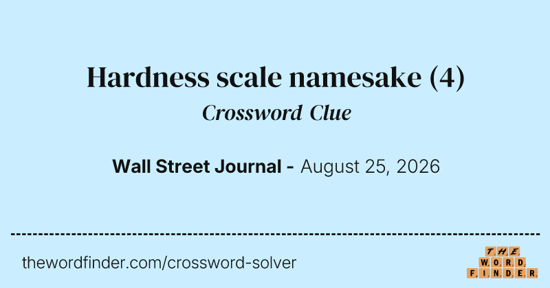 Hardness scale namesake crossword clue image