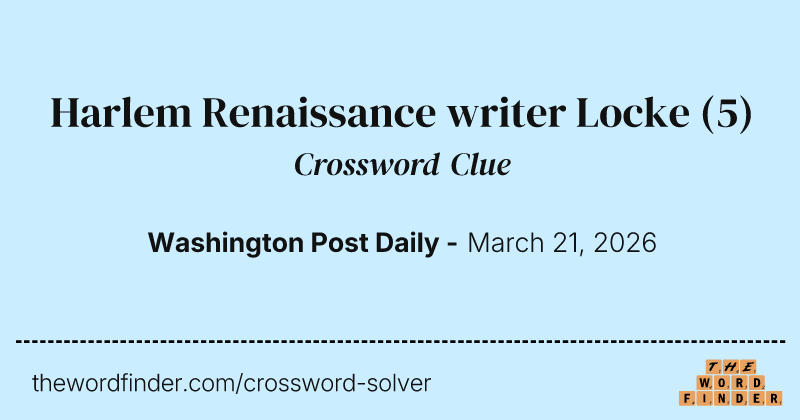 Harlem Renaissance writer Locke crossword clue image