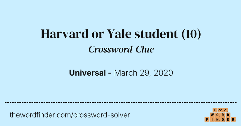 Harvard or Yale student crossword clue image