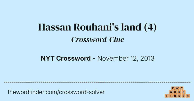 Hassan Rouhani's land crossword clue image