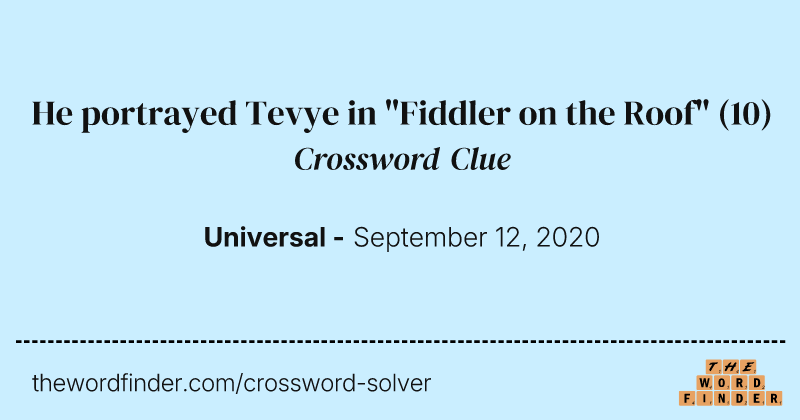 He portrayed Tevye in "Fiddler on the Roof" crossword clue image