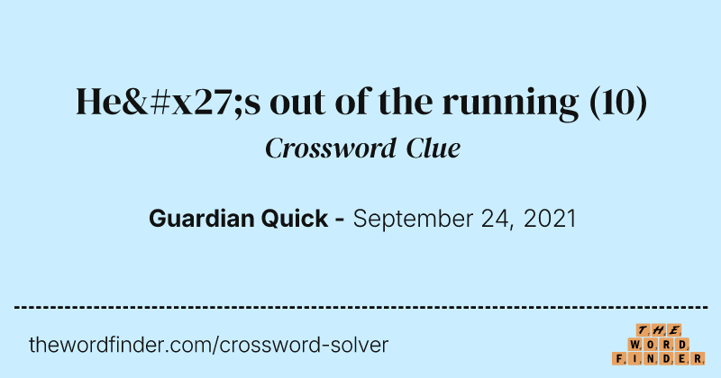 He's out of the running crossword clue image