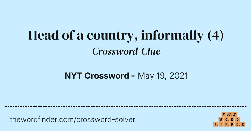 Head of a country, informally crossword clue image