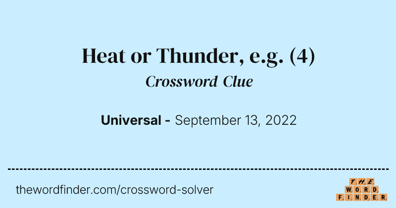 Heat or Thunder, e.g. crossword clue image