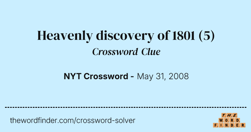 Heavenly discovery of 1801 crossword clue image
