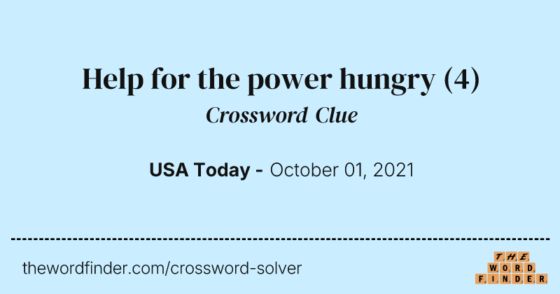 Help for the power hungry crossword clue image