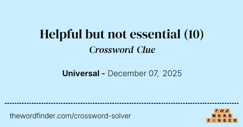 Helpful but not essential crossword clue image