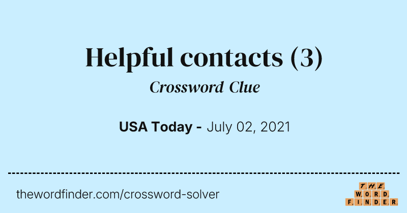 Helpful contacts crossword clue image