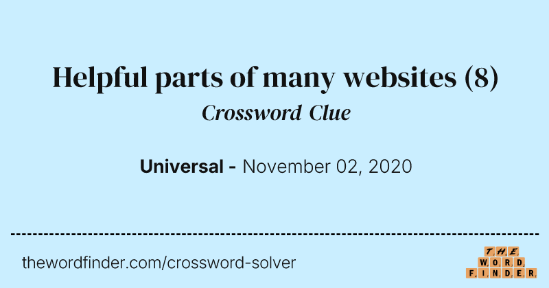 Helpful parts of many websites crossword clue image