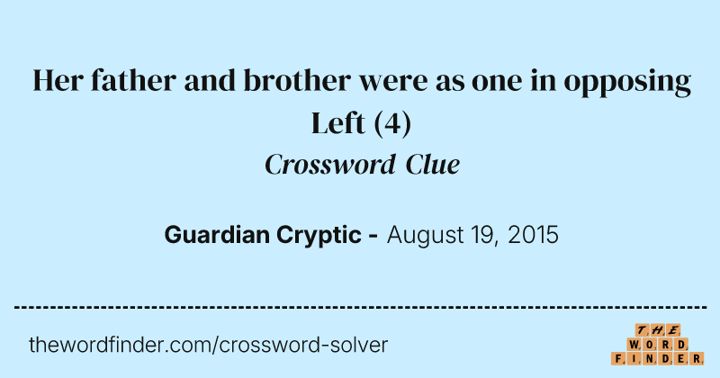 Her father and brother were as one in opposing Left crossword clue image