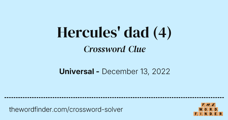 Hercules' dad crossword clue image