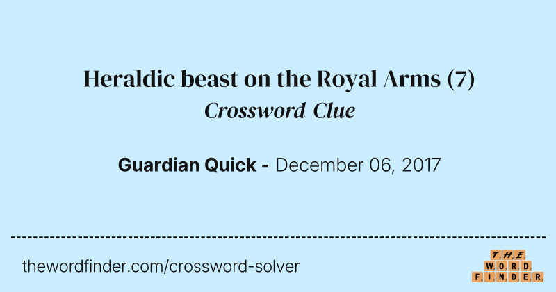 Heraldic beast on the Royal Arms crossword clue image