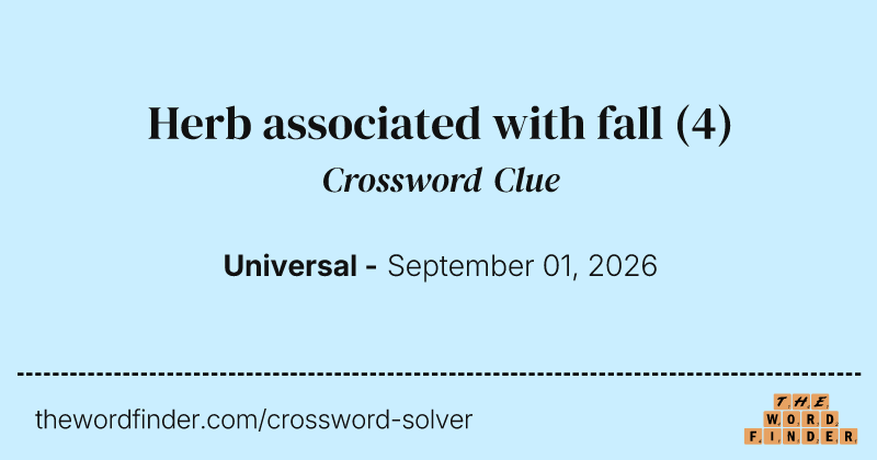 Herb associated with fall crossword clue image