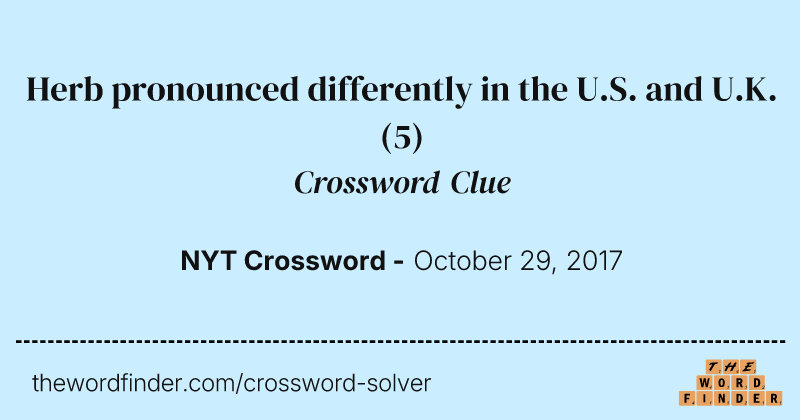 Herb pronounced differently in the U.S. and U.K. crossword clue image