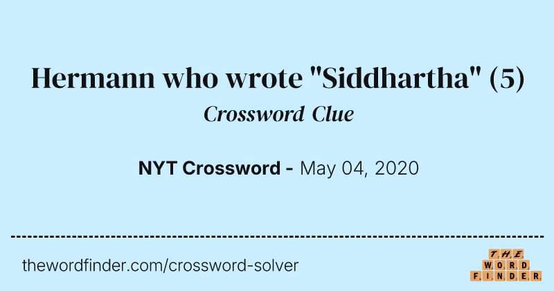 Hermann who wrote "Siddhartha" crossword clue image
