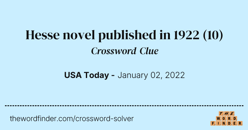 Hesse novel published in 1922 crossword clue image