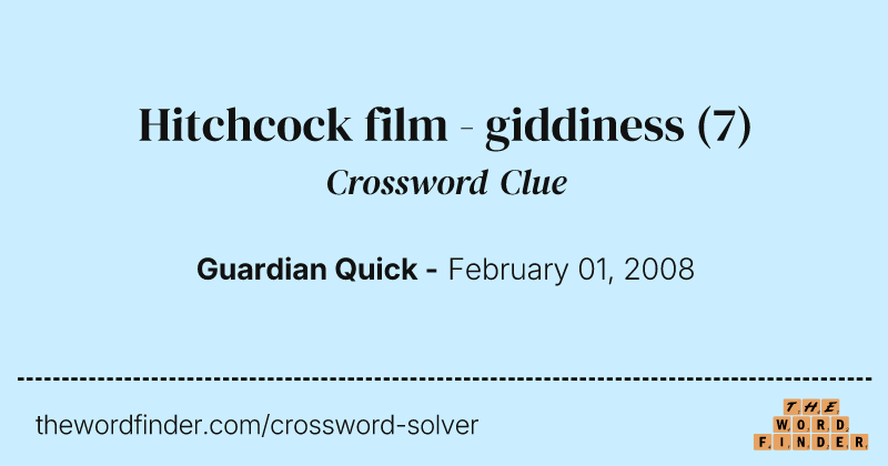Hitchcock film - giddiness crossword clue image